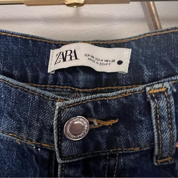 Zara Dark Blue Straight Wide Leg Jeans - Picture 3 of 5